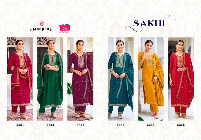 Sakhi Rangoon Embroidery Viscose Jacquard Kurti With Bottom Dupatta Wholesale Market In Surat